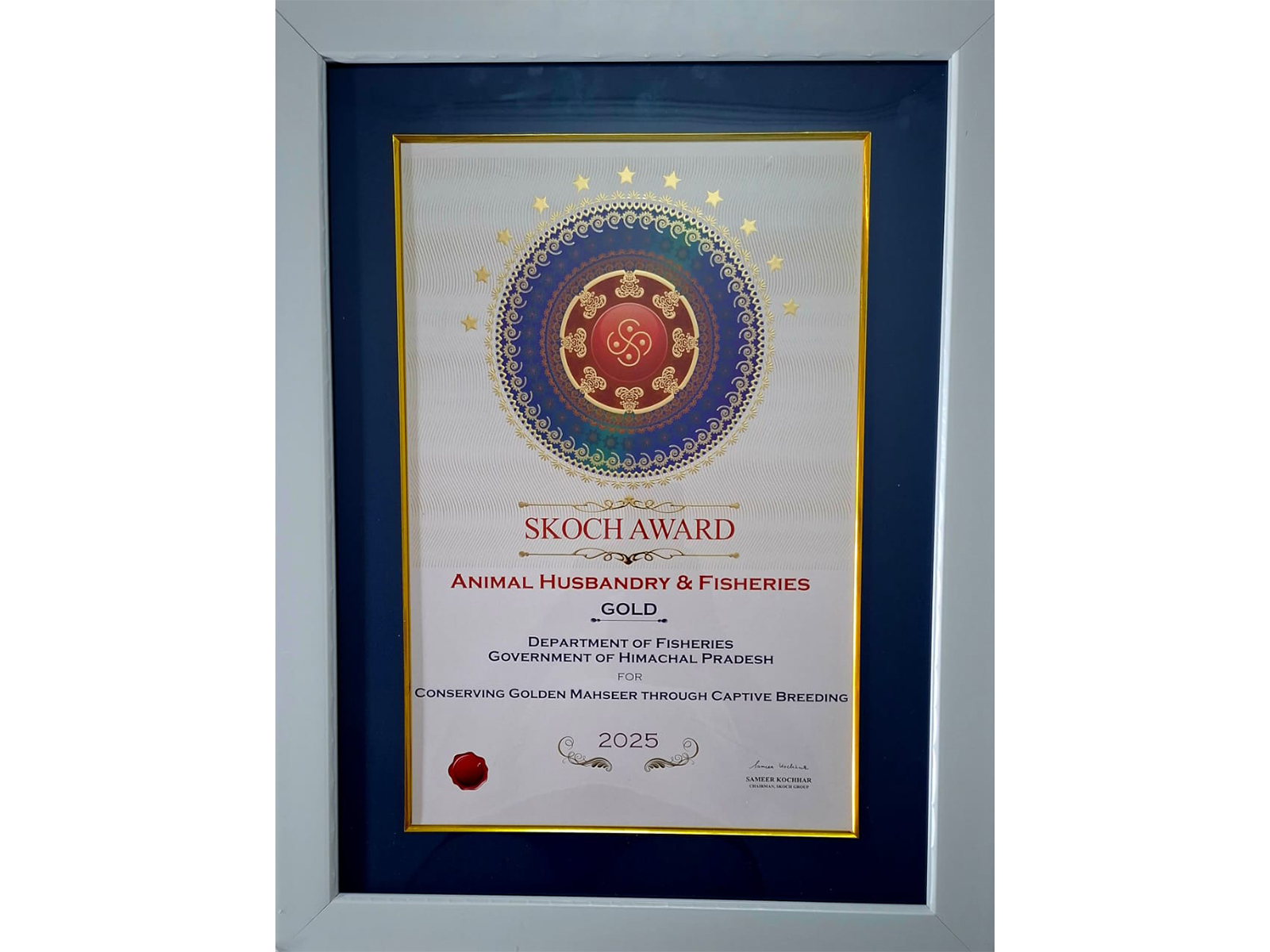 HP Fisheries Department honoured with prestigious SKOCH Gold Award (Photo: x/@DoFishHP) HP Fisheries Department honoured with prestigious SKOCH Gold Award (Photo: x/@DoFishHP)