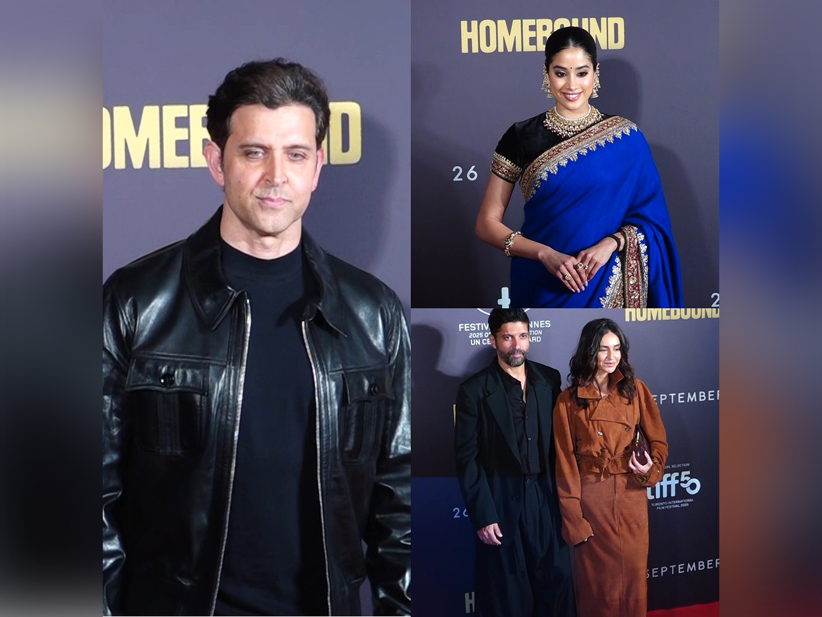 Hrithik Roshan, Janhvi Kapoor and Farhan Akhtar with wife Shibani (Photo/ANI) Hrithik Roshan, Janhvi Kapoor and Farhan Akhtar with wife Shibani (Photo/ANI)