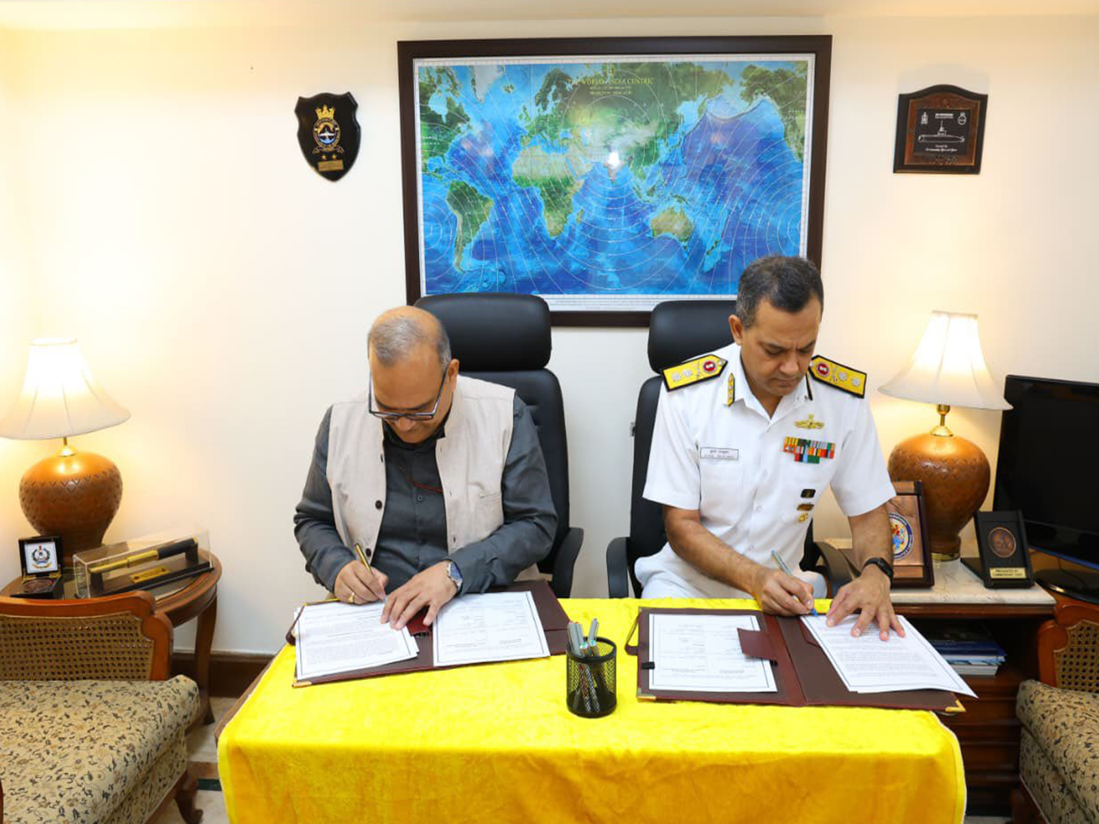 Ministry of Defence signs MoU for INSV Kaundinya (Photo/X/@SpokespersonMoD) Ministry of Defence signs MoU for INSV Kaundinya (Photo/X/@SpokespersonMoD)