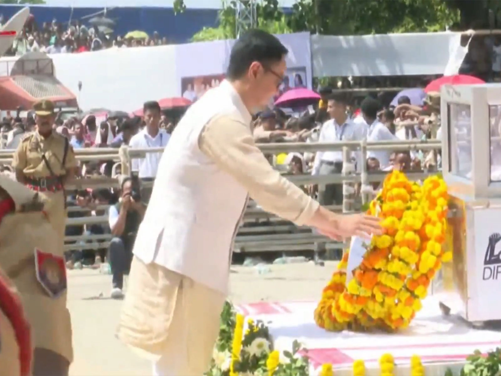 Union Minister Kiren Rijiju pays his respects to singer Zubeen Garg (Image source/ DIPR) Union Minister Kiren Rijiju pays his respects to singer Zubeen Garg (Image source/ DIPR)