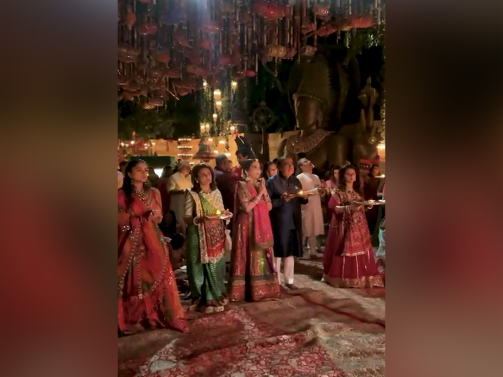 Ambani family perform Aarti during Navratri celebrations (Photo: Reliance) Ambani family perform Aarti during Navratri celebrations (Photo: Reliance)