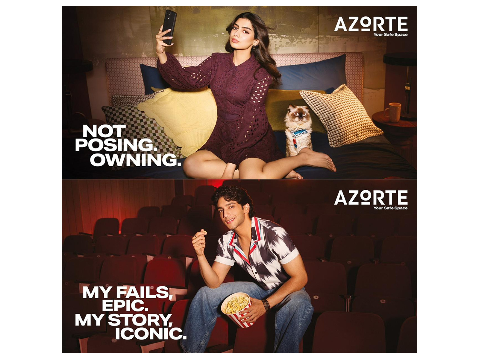 Khushi Kapoor, Vedang Raina in AZORTE campaign (Photo: AZORTE) Khushi Kapoor, Vedang Raina in AZORTE campaign (Photo: AZORTE)