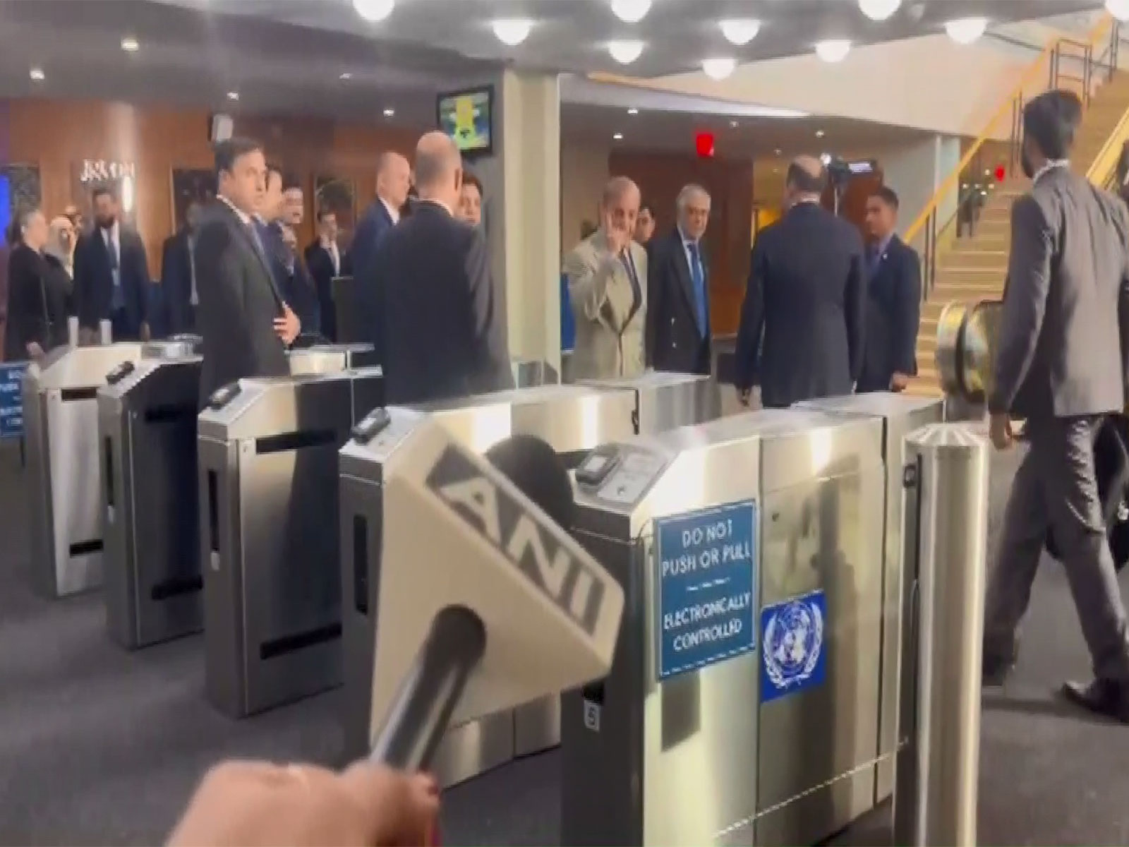 Pakistan Prime Minister Shehbaz Sharif at the United Nations, where he was confronted by ANI on cross-border terrorism ahead of his UNGA address (Photo/ANI) Pakistan Prime Minister Shehbaz Sharif at the United Nations, where he was confronted by ANI on cross-border terrorism ahead of his UNGA address (Photo/ANI)