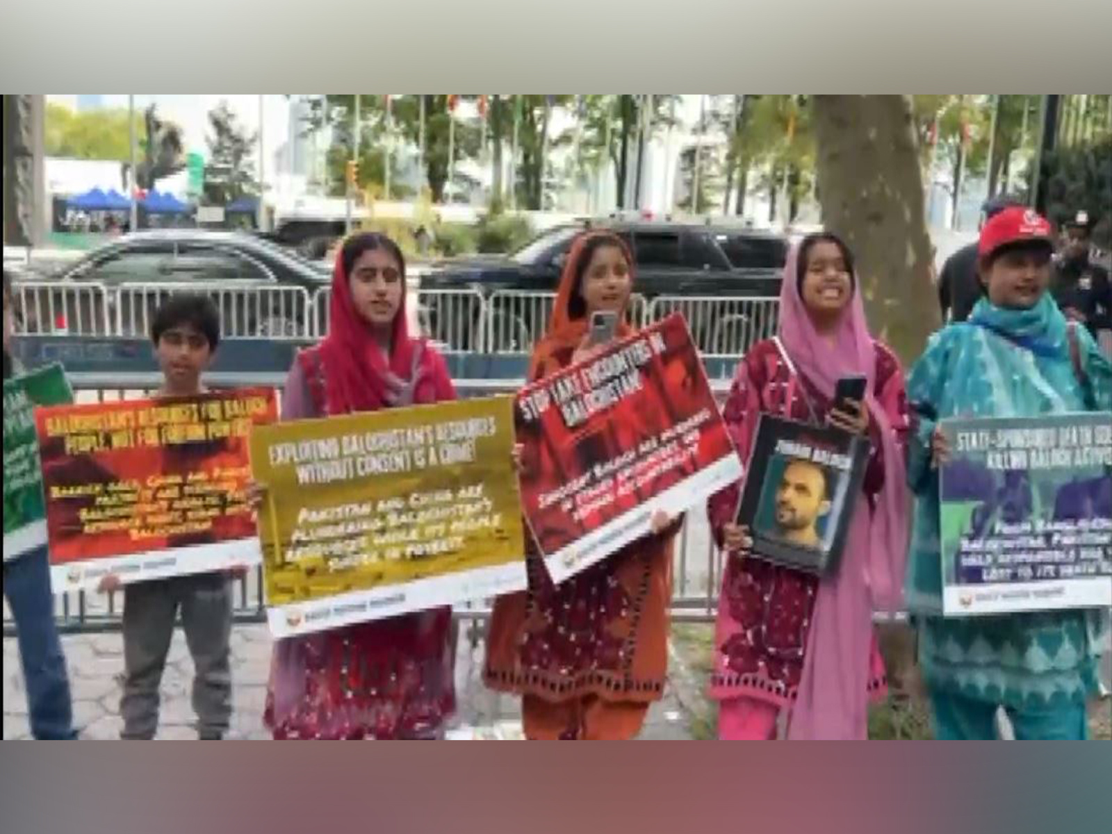 Baloch activists protest outside UN headquarters in New York (Photo/ANI) Baloch activists protest outside UN headquarters in New York (Photo/ANI)