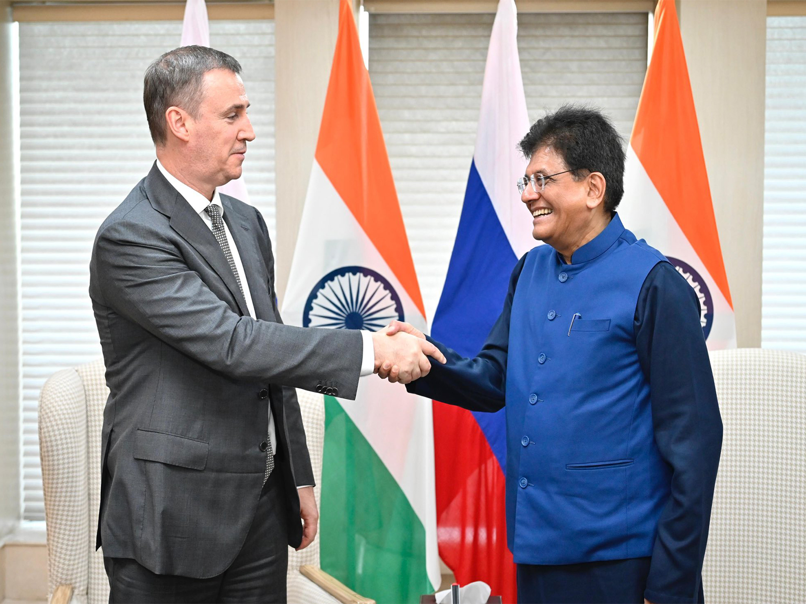 (L-R) Russian Deputy Prime Minister Dmitry Patrushev and Union Minister of Commerce and Industry Piyush Goyal (Photo/@PiyushGoyal) (L-R) Russian Deputy Prime Minister Dmitry Patrushev and Union Minister of Commerce and Industry Piyush Goyal (Photo/@PiyushGoyal)