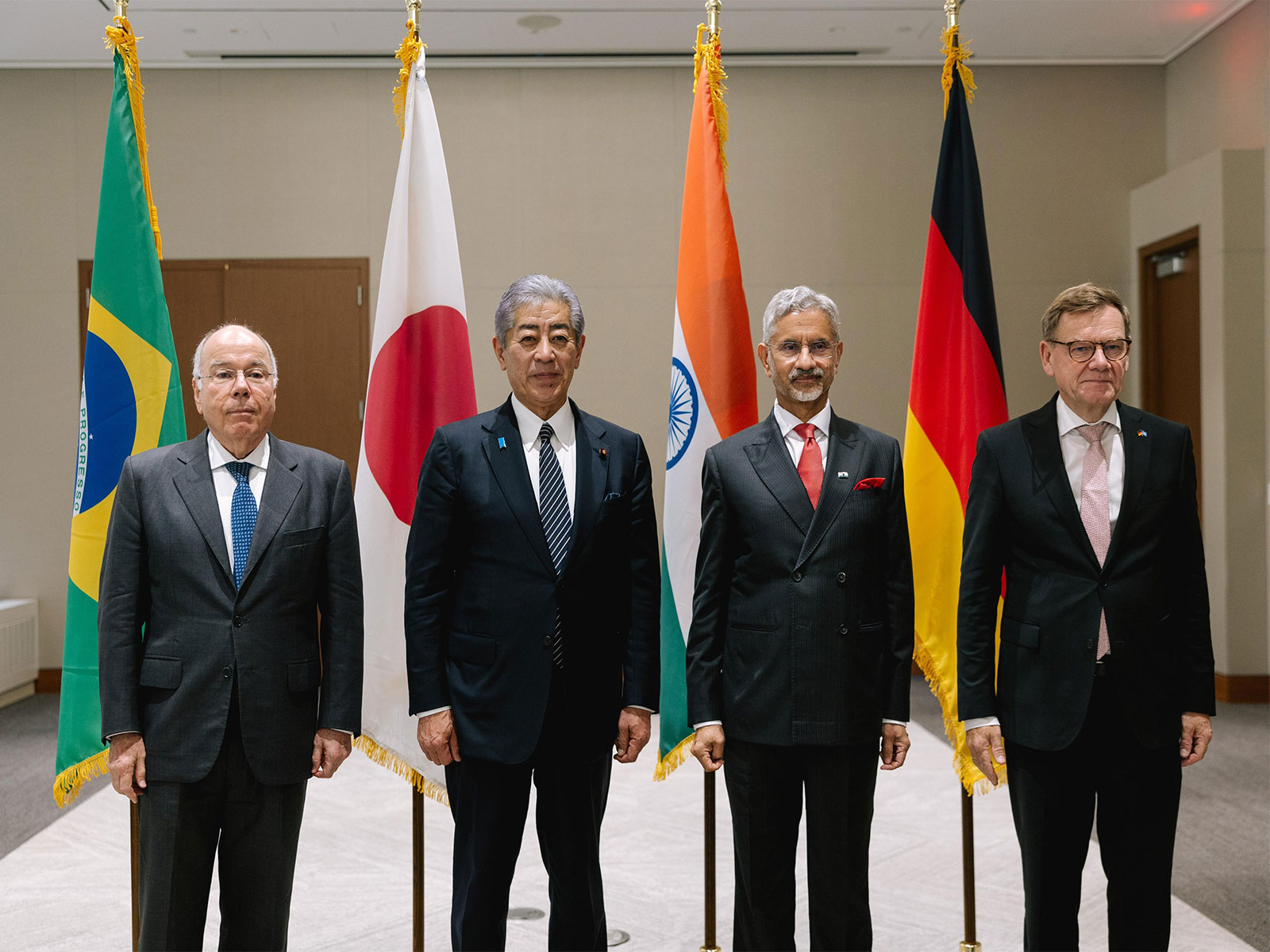 Foreign Ministers of the G4 countries (Photo/X@DrSJaishankar) Foreign Ministers of the G4 countries (Photo/X@DrSJaishankar)