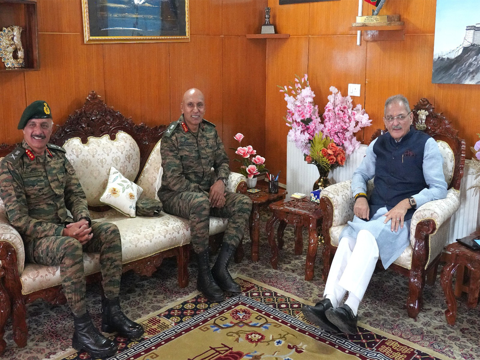 Ladakh LG reviews security situation with officials (Photo/X@lg_ladakh)  Ladakh LG reviews security situation with officials (Photo/X@lg_ladakh)