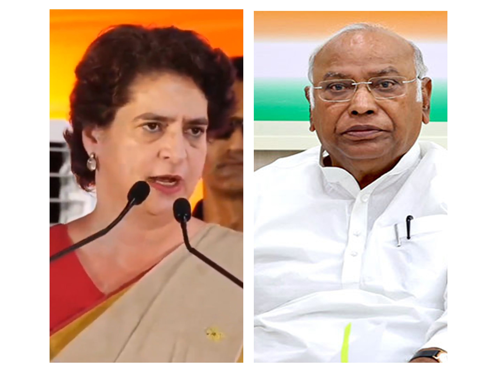 Congress leader Priyanka Gandhi Vadra and party chief Mallikarjun Kharge (Photo/ANI) Congress leader Priyanka Gandhi Vadra and party chief Mallikarjun Kharge (Photo/ANI)