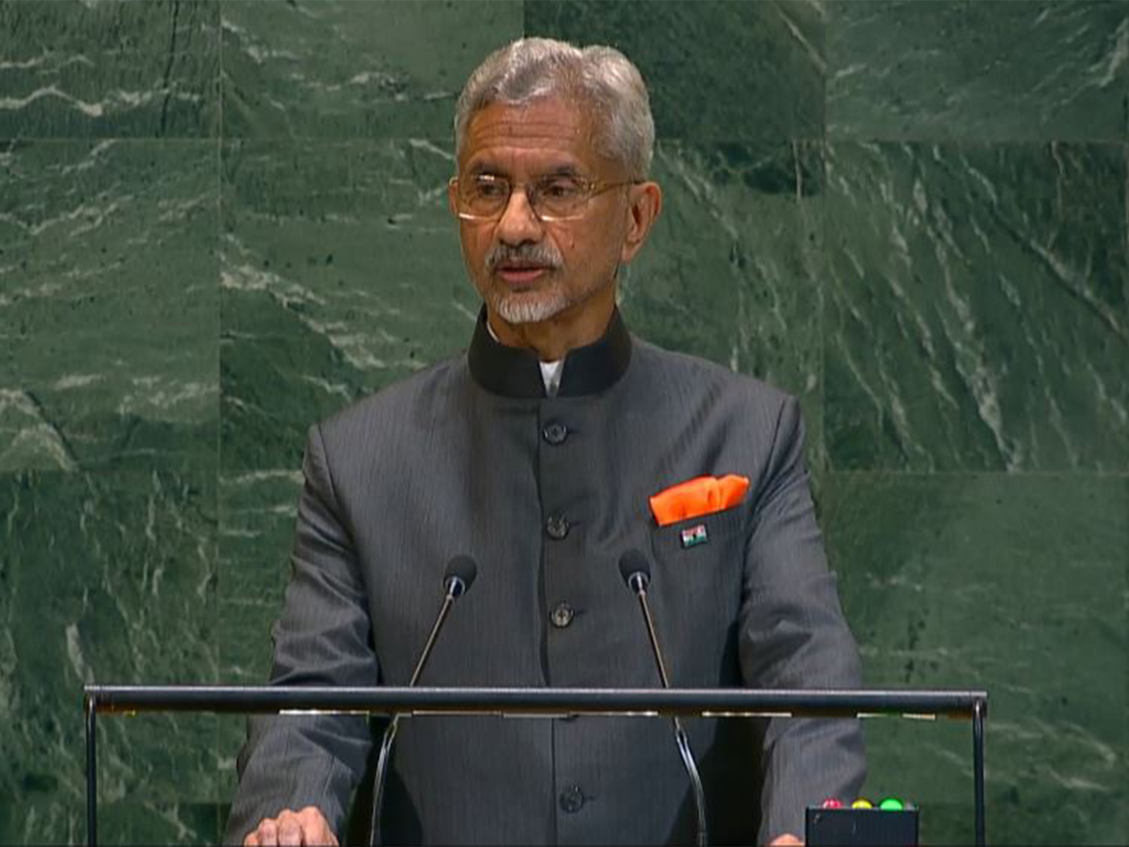 External Affairs Minister S Jaishankar speaking at UNGA in New York (Pic/UNTV) External Affairs Minister S Jaishankar speaking at UNGA in New York (Pic/UNTV)