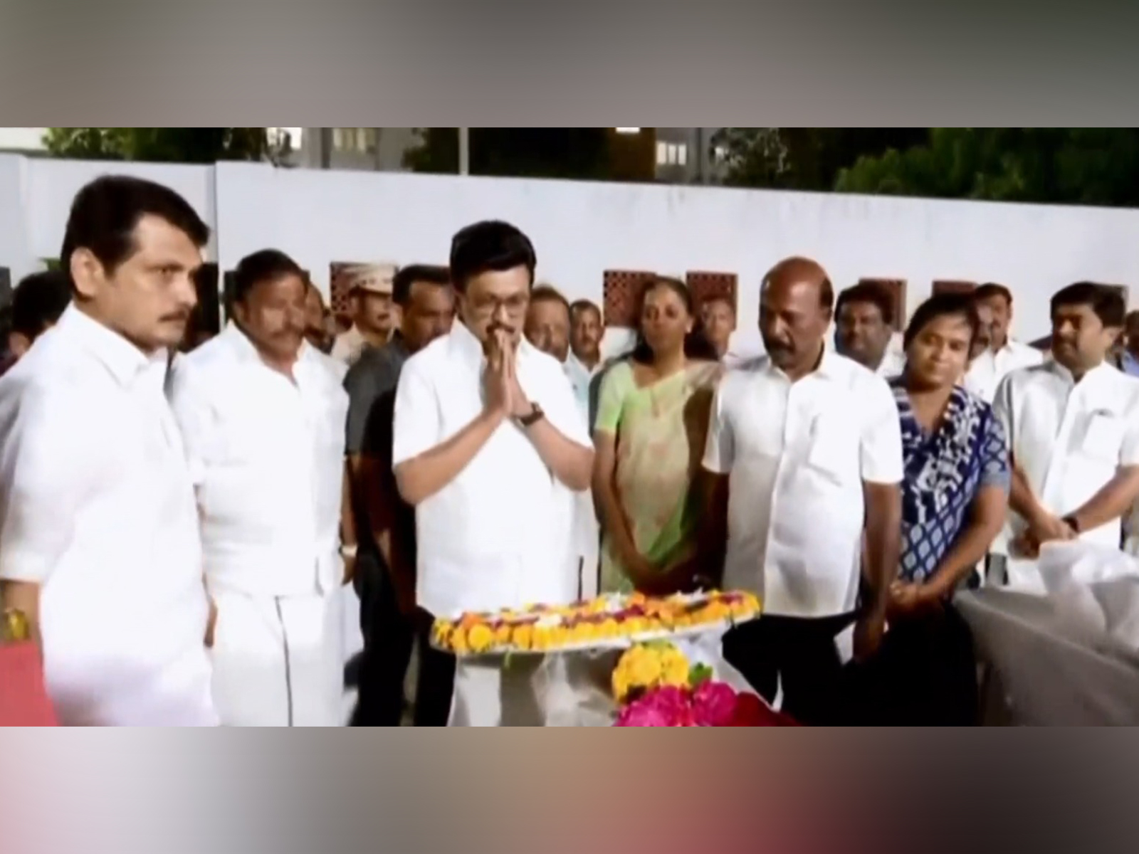 Tamil Nadu CM MK Stalin pays tribute to people who lost their lives in Karur stampede (Photo/ANI) Tamil Nadu CM MK Stalin pays tribute to people who lost their lives in Karur stampede (Photo/ANI)