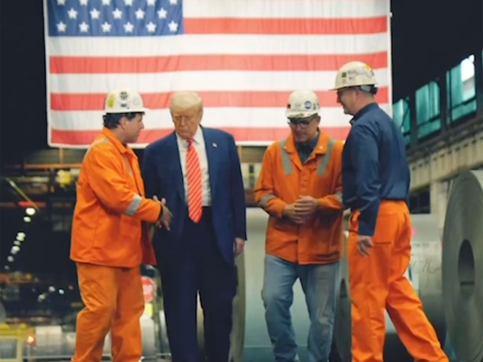 US President Donald Trump with factory workers (Image: X@USDOL) US President Donald Trump with factory workers (Image: X@USDOL)