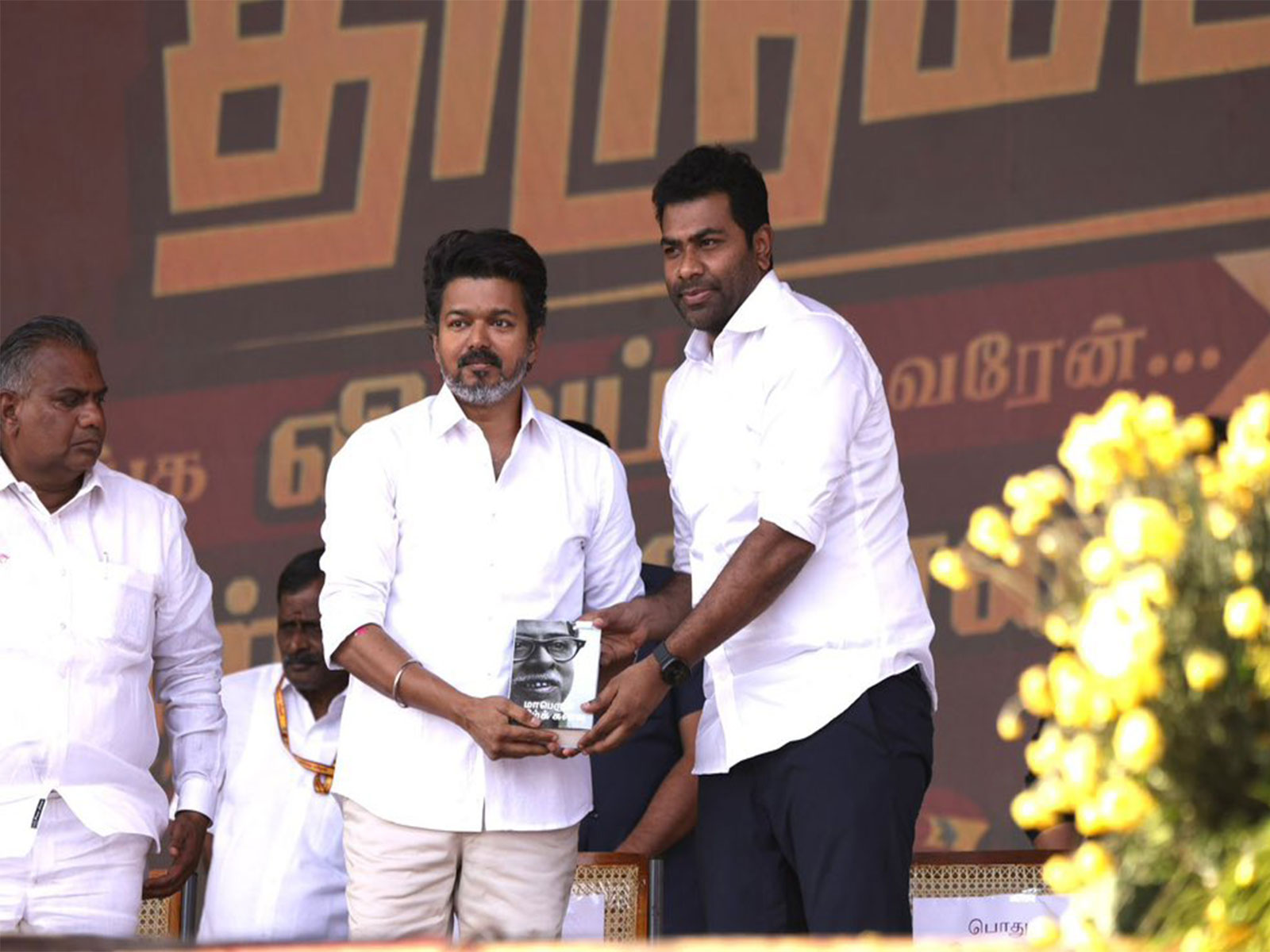 TVK leader Aadhav Arjun with party founder Vijay (Photo/X/@AadhavArjuna) TVK leader Aadhav Arjun with party founder Vijay (Photo/X/@AadhavArjuna)