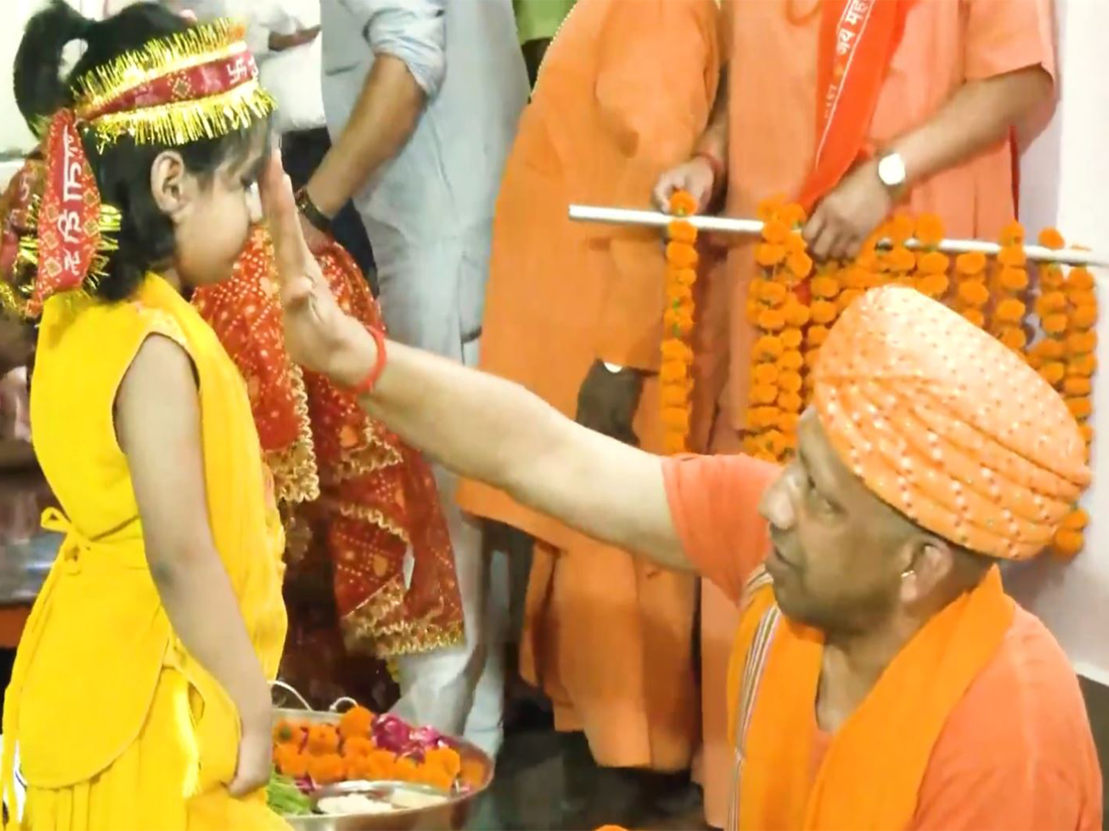 CM Yogi Adityanath performs Kanya Pujan (Photo/ANI) CM Yogi Adityanath performs Kanya Pujan (Photo/ANI)