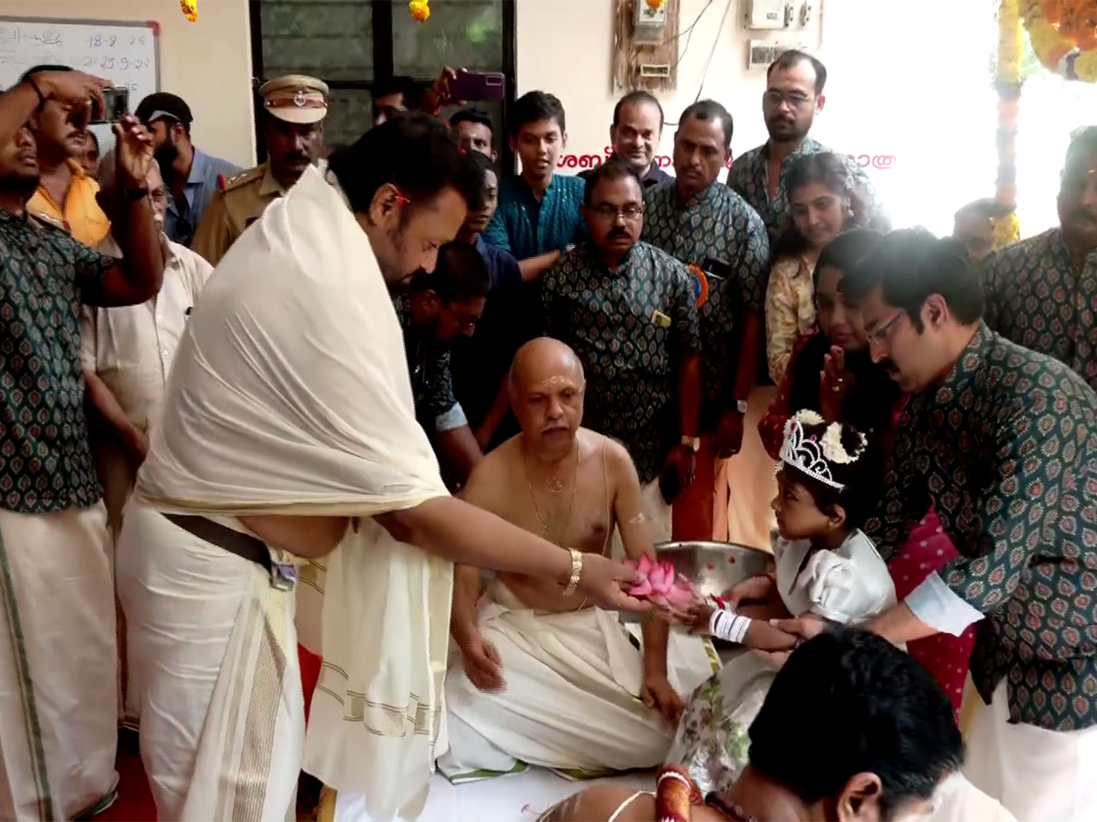Union Minister Suresh Gopi participates in 'Vidyarambham' celebrations at a temple in Thiruvananthapuram (Photo/ANI) Union Minister Suresh Gopi participates in 'Vidyarambham' celebrations at a temple in Thiruvananthapuram (Photo/ANI)