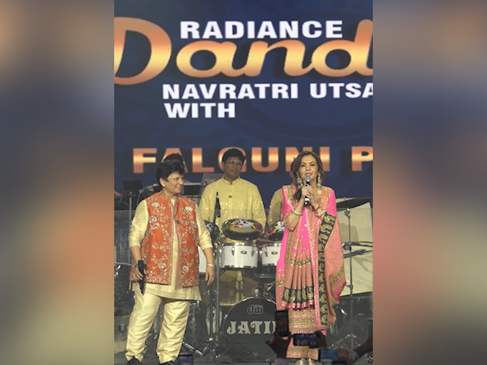 Nita Ambani celebrated Navratri at Radiance Dandiya with the Queen of Dandiya Falguni Pathak (Image source/ Reliance) Nita Ambani celebrated Navratri at Radiance Dandiya with the Queen of Dandiya Falguni Pathak (Image source/ Reliance)