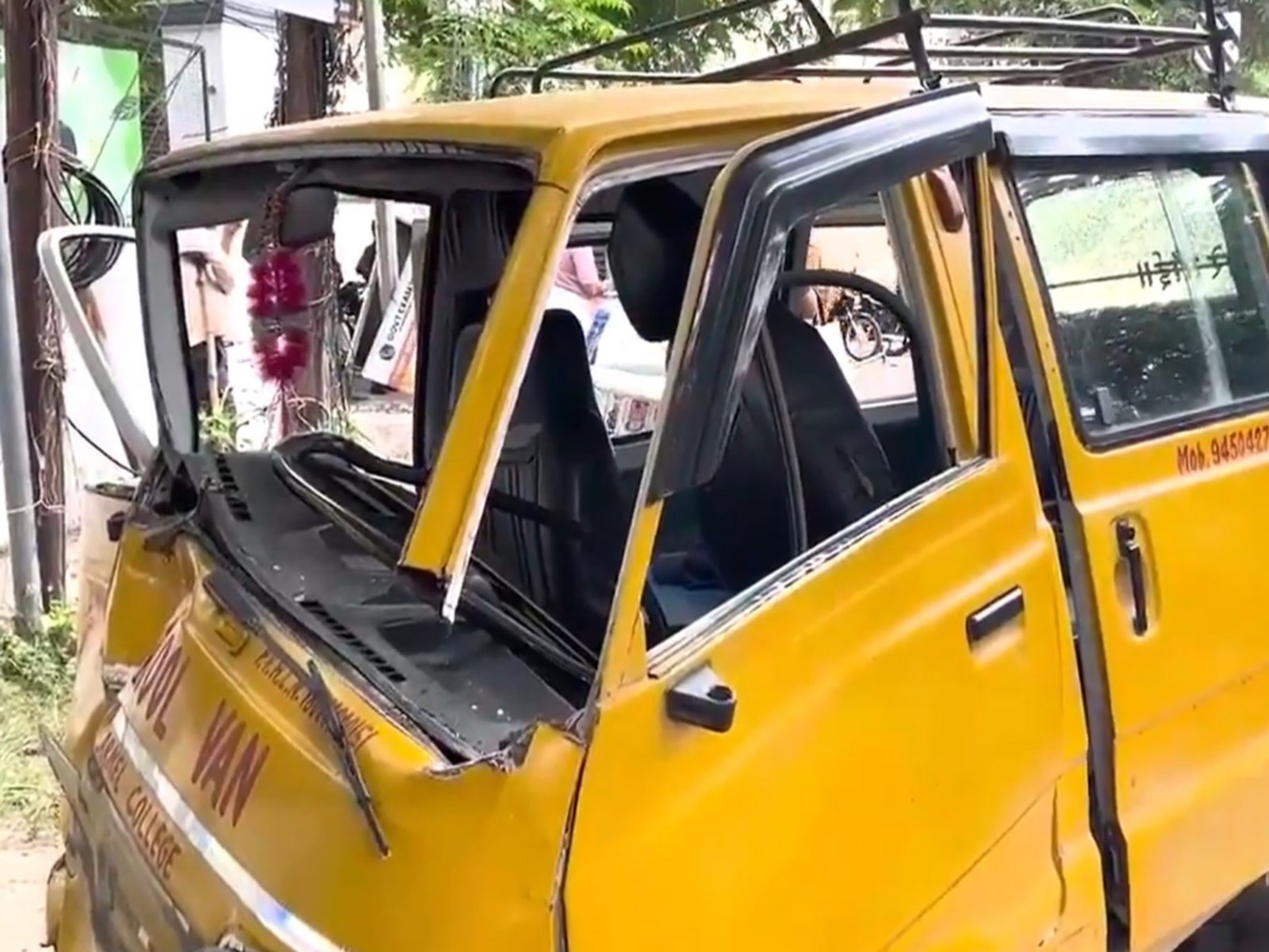 Visual of the collided school van (Photo/ANI) Visual of the collided school van (Photo/ANI)