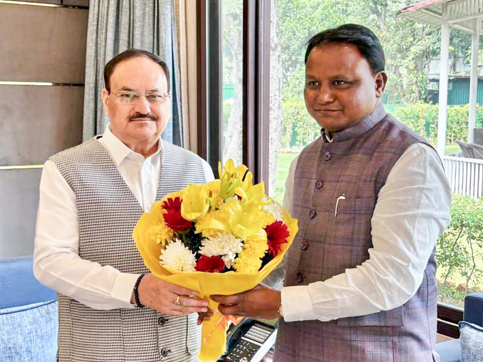 Odisha CM Mohan Charan Majhi meets Union Minister J.P. Nadda (Photo/ANI)