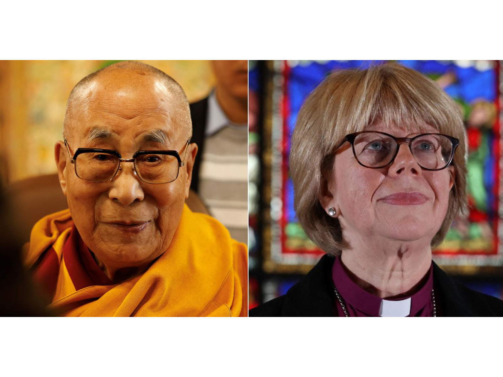 Dalai Lama (left) and Archibishop-Designate of Canterbury Sarah Mullally (right) (Photos/Reuters)
