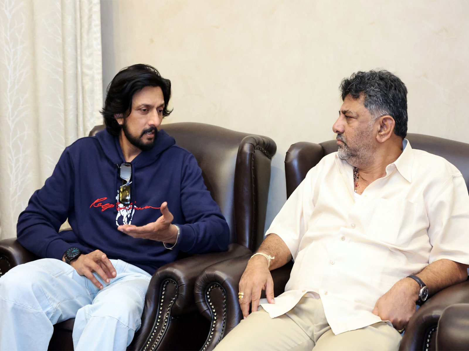 Kannada actor Kichcha Sudeepa, Karnataka Deputy Chief Minister DK Shivakumar (Image source/ANI) Kannada actor Kichcha Sudeepa, Karnataka Deputy Chief Minister DK Shivakumar (Image source/ANI)