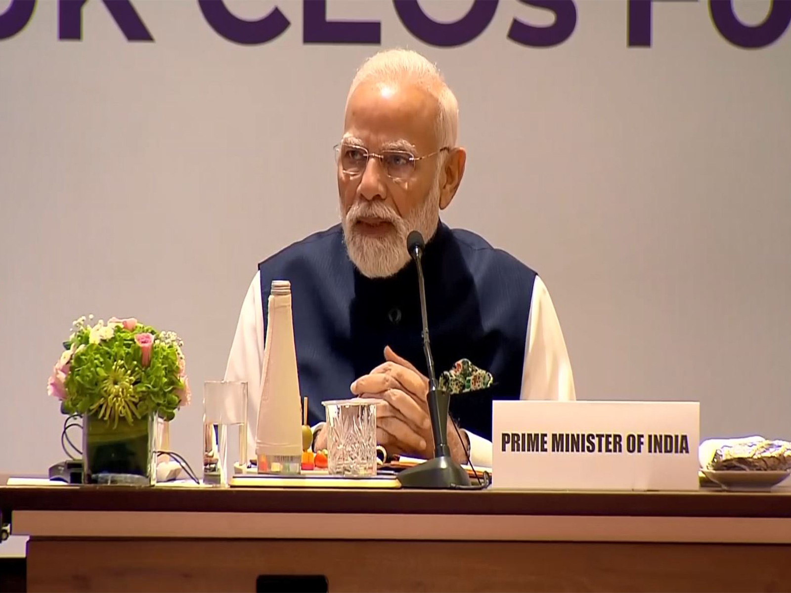 Prime Minister Narendra Modi addresses the India–UK CEO Forum in Mumbai, expressing confidence that bilateral trade worth $56 billion will double before 2030. (Photo/ANI) Prime Minister Narendra Modi addresses the India–UK CEO Forum in Mumbai, expressing confidence that bilateral trade worth $56 billion will double before 2030. (Photo/ANI)