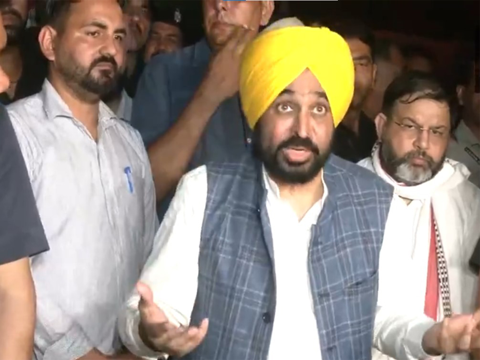 Punjab CM Bhagwant Mann arrives at Haryana IPS officer Y Puran Kumar’s residence. (Photo/ANI)