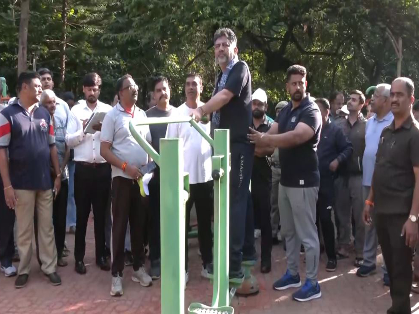 Karnataka Dy CM DK Shivakumar participates in 'Bengaluru Nadige' programme at JP Park in the Rajarajeshwari Nagar Assembly constituency on Sunday. (Photo/ANI) Karnataka Dy CM DK Shivakumar participates in 'Bengaluru Nadige' programme at JP Park in the Rajarajeshwari Nagar Assembly constituency on Sunday. (Photo/ANI)
