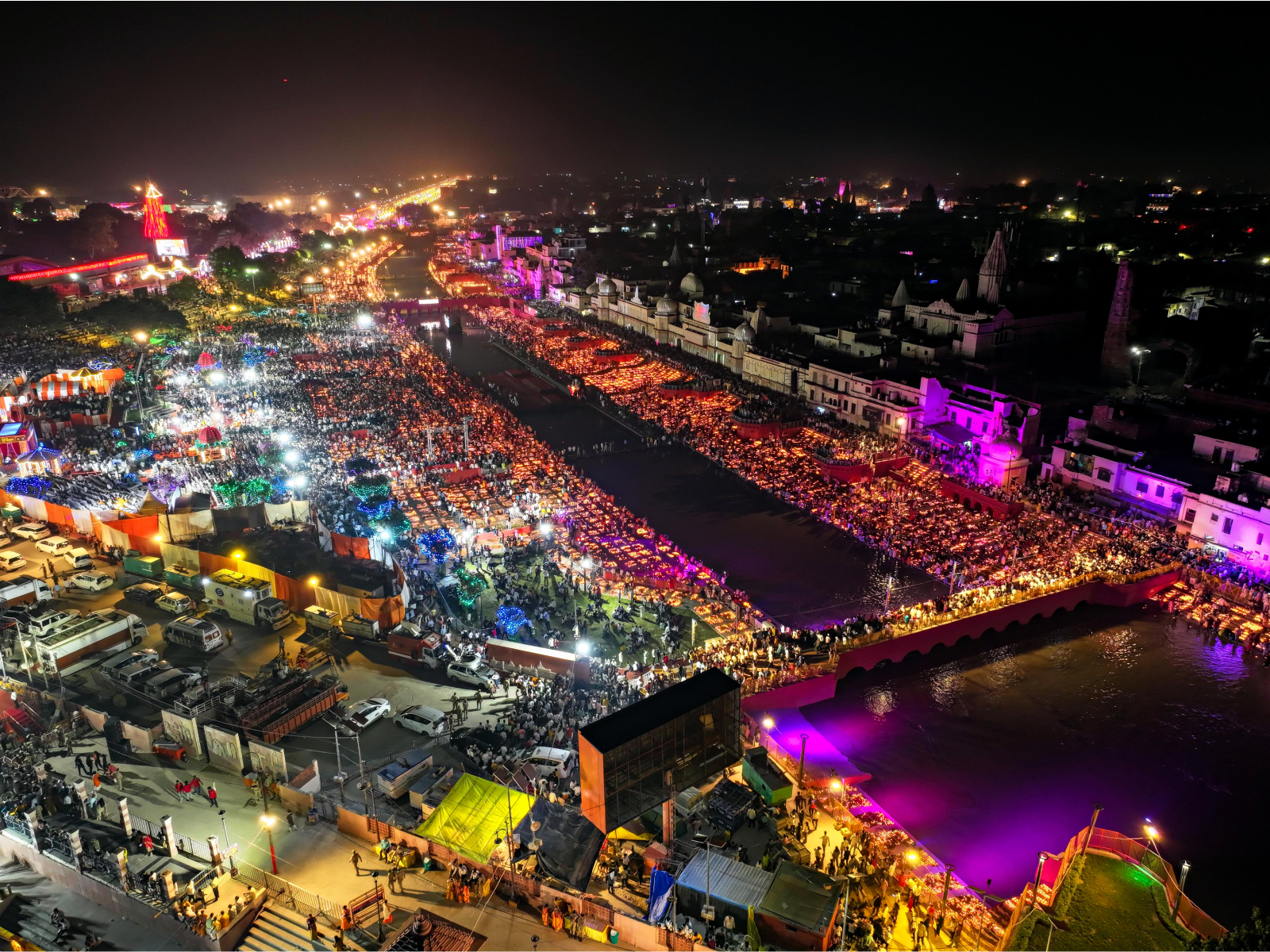 Lakhs of diyas illuminated along the banks of the Saryu River in Ayodhya as part of the grand Deepotsav last year (File Photo/ANI) Lakhs of diyas illuminated along the banks of the Saryu River in Ayodhya as part of the grand Deepotsav last year (File Photo/ANI)