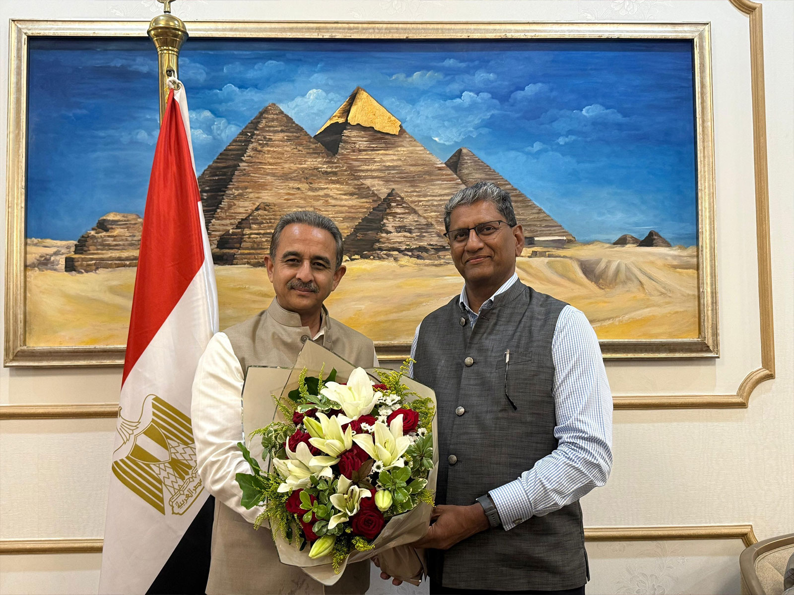 Union Minister Kirti Vardhan Singh arrives in Cairo as Prime Minister Narendra Modi’s special representative to attend the Gaza Peace Summit at Sharm el-Sheikh. (Image: X/@KVSinghMPGonda)