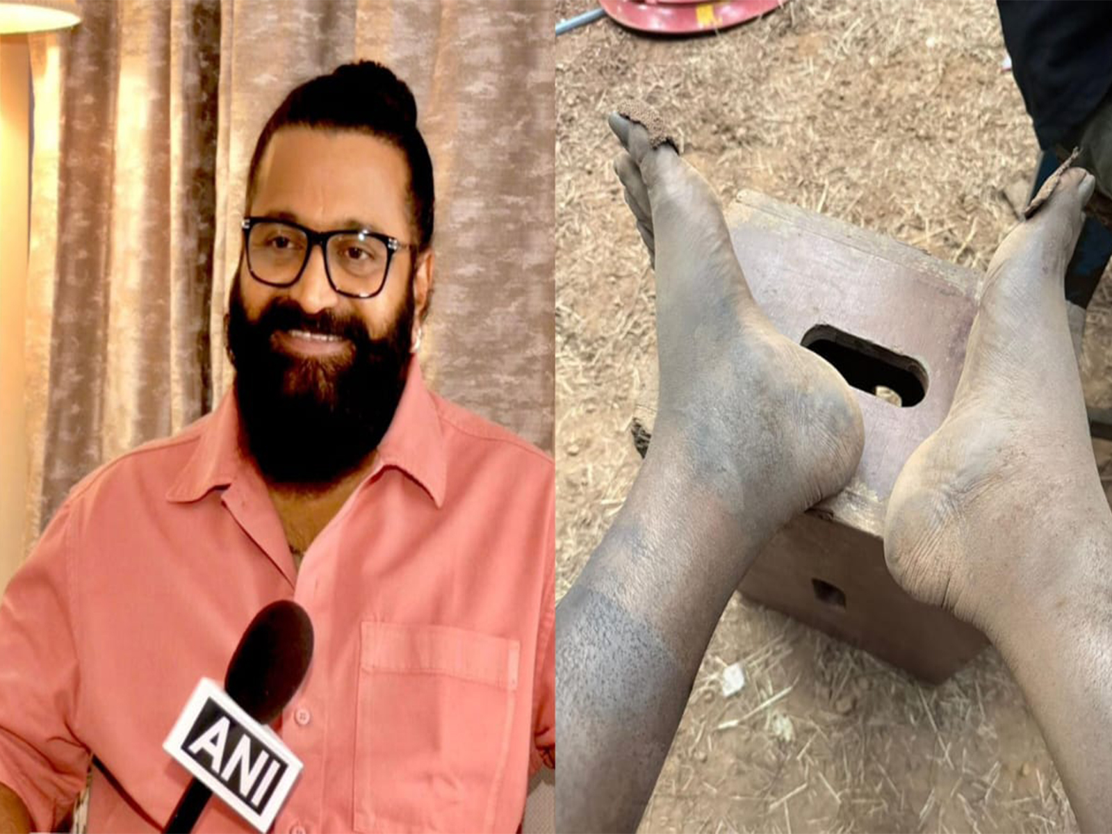 Rishab Shetty (L), a pic from the film's shoot (R) (Photo/ANI/instagram@rishabshettyofficial) Rishab Shetty (L), a pic from the film's shoot (R) (Photo/ANI/instagram@rishabshettyofficial)