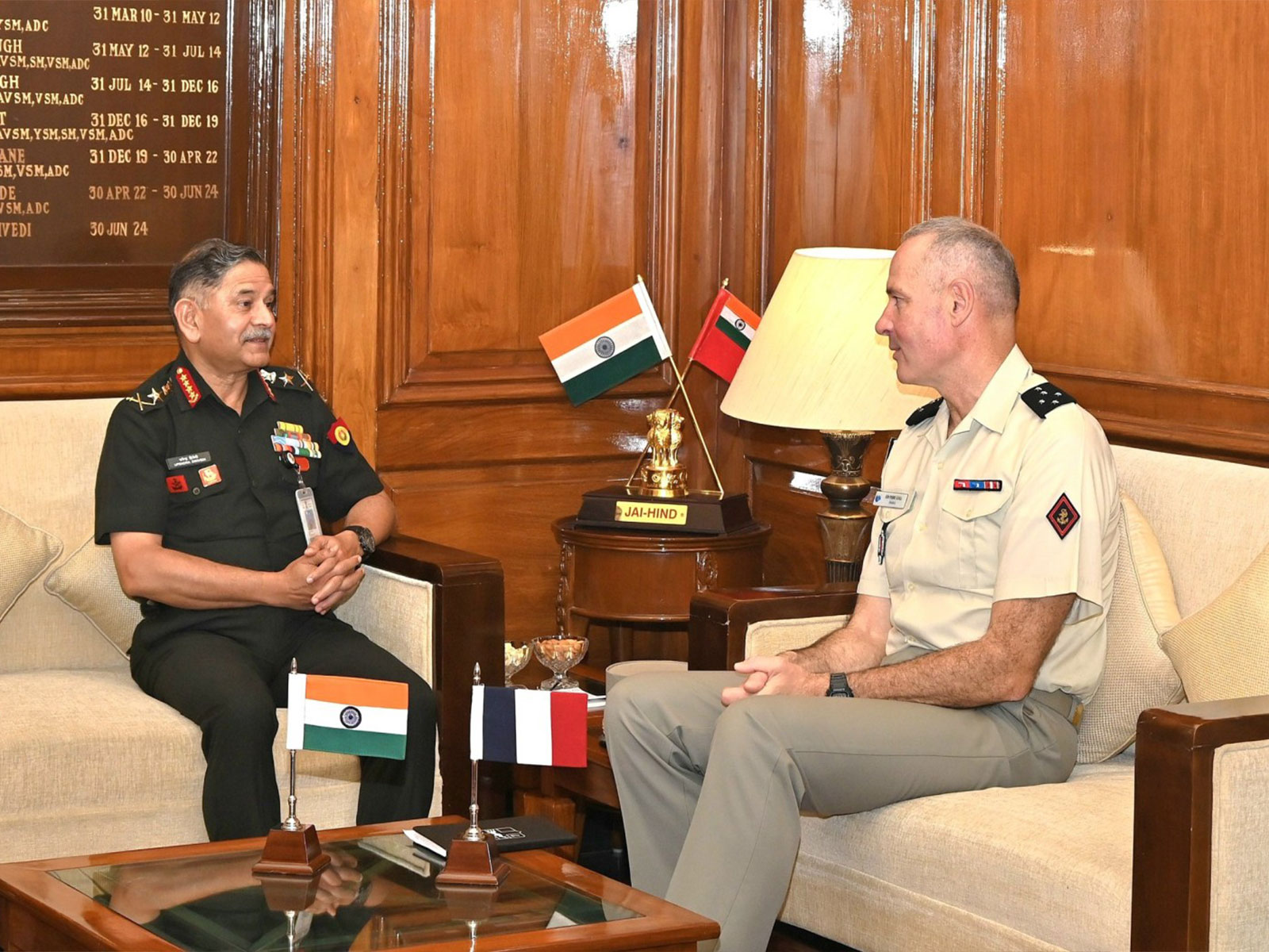 Chief of Army Staff (COAS) General Upendra Dwivedi meets French Army Chief General Pierre Schill on the sidelines of the United Nations Chiefs of the Counter-Terrorism Conference 2025. (Image: X/@adgpi) Chief of Army Staff (COAS) General Upendra Dwivedi meets French Army Chief General Pierre Schill on the sidelines of the United Nations Chiefs of the Counter-Terrorism Conference 2025. (Image: X/@adgpi)