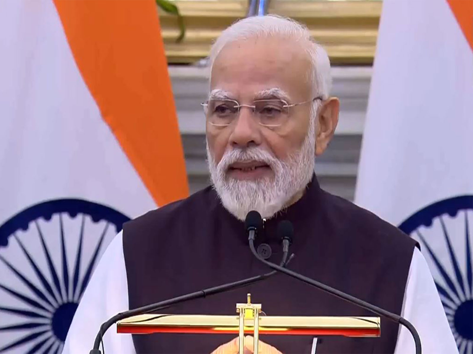 Prime Minister Narendra Modi while adressing the joint press conference with Mongolian President Khurelsukh Ukhnaa in New Delhi (Photo/ANI) Prime Minister Narendra Modi while adressing the joint press conference with Mongolian President Khurelsukh Ukhnaa in New Delhi (Photo/ANI)