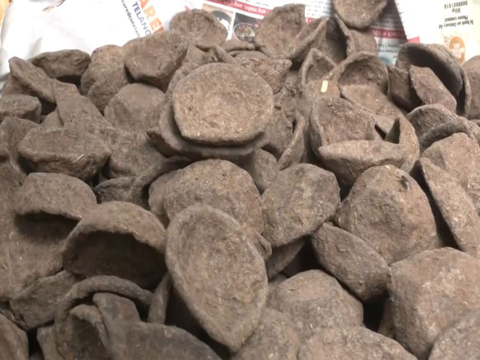 Eco-friendly diyas made with cow dung (Photo/ANI) Eco-friendly diyas made with cow dung (Photo/ANI)