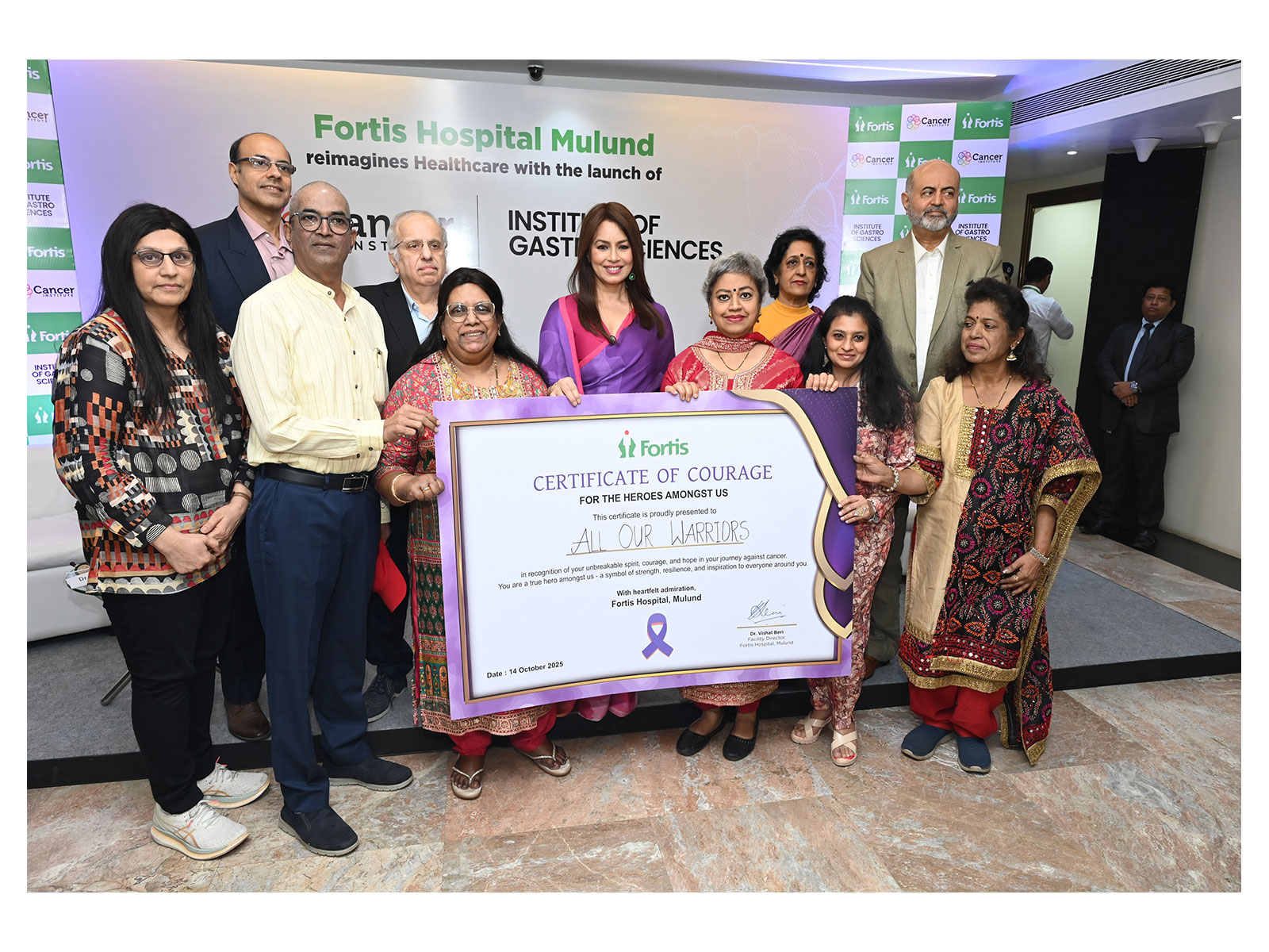 Mahima Chaudhary and Fortis’ Dr Narayani, Dr Beri, Dr Dhabhar & Dr Rathod felicitate cancer warriors, at the inauguration of Institute of GastroSciences & Fortis Cancer Institute Mahima Chaudhary and Fortis’ Dr Narayani, Dr Beri, Dr Dhabhar & Dr Rathod felicitate cancer warriors, at the inauguration of Institute of GastroSciences & Fortis Cancer Institute