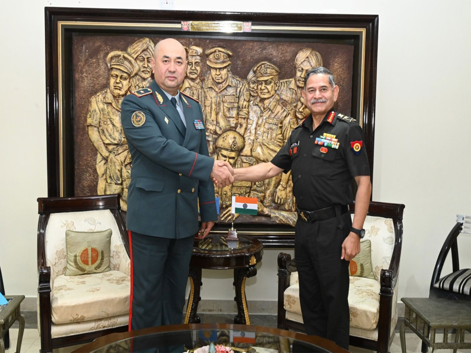 Army Chief General Upendra Dwivedi meets Kazakhstan’s Major General Mereke Kuchekbayev at UNTCC 2025 in New Delhi. (Image: X/@adgpi) Army Chief General Upendra Dwivedi meets Kazakhstan’s Major General Mereke Kuchekbayev at UNTCC 2025 in New Delhi. (Image: X/@adgpi)