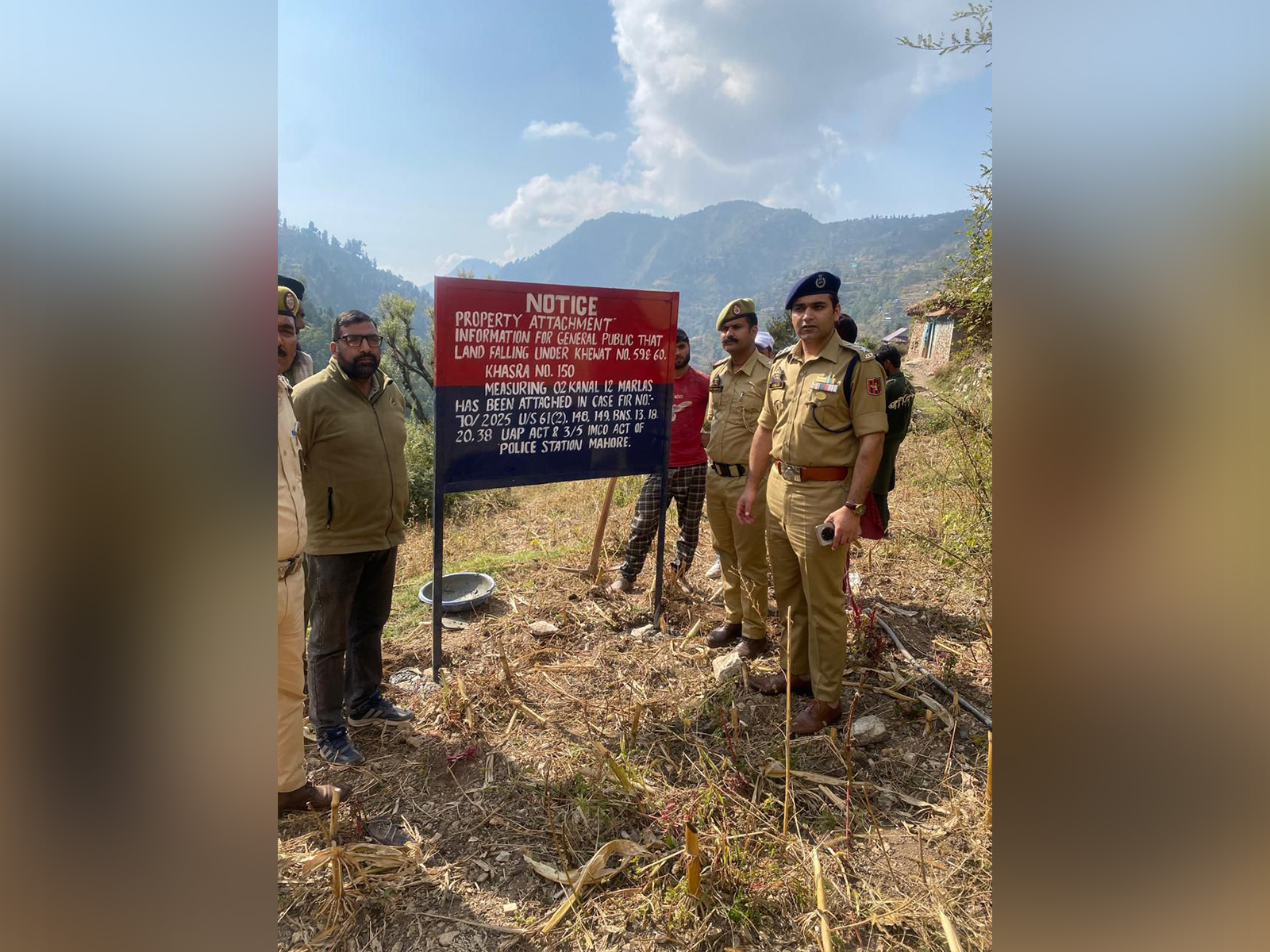 Reasi police attaches property of Pakistan-based terror operatives (Photo/J&K police) Reasi police attaches property of Pakistan-based terror operatives (Photo/J&K police)