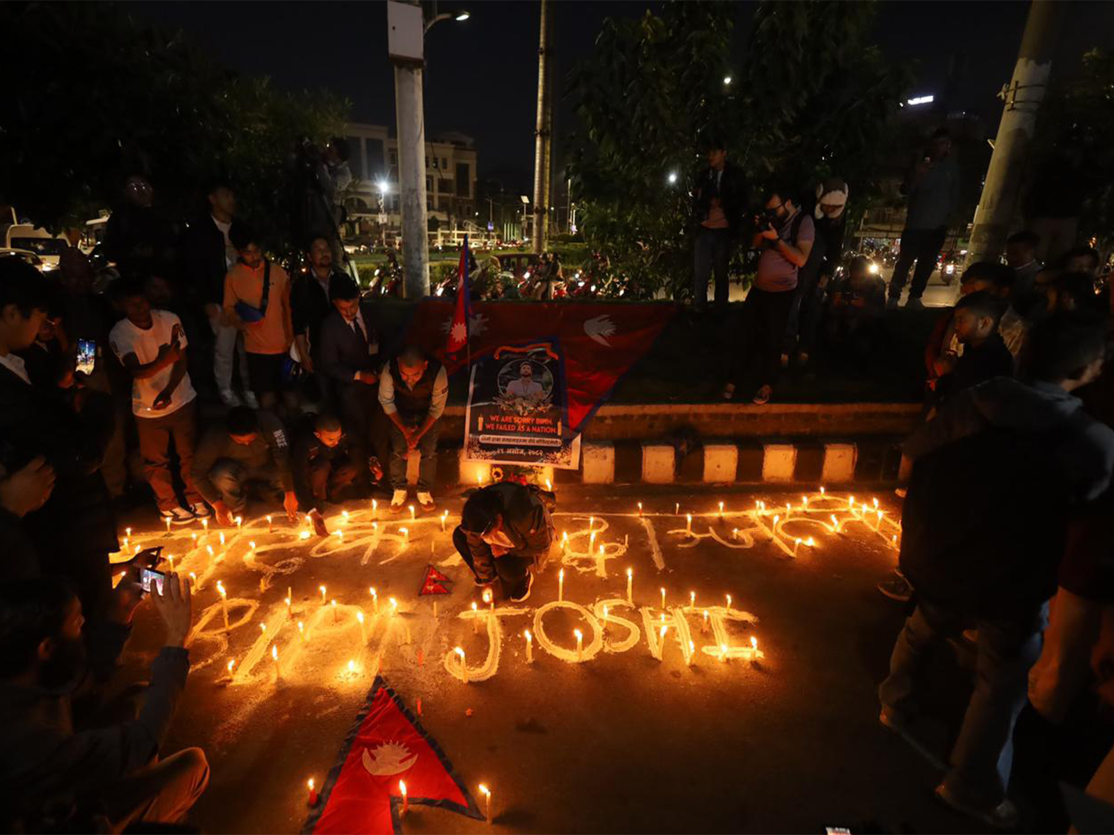 Nepal holds candlelight vigil for Bipin Joshi (Photo/ANI) Nepal holds candlelight vigil for Bipin Joshi (Photo/ANI)