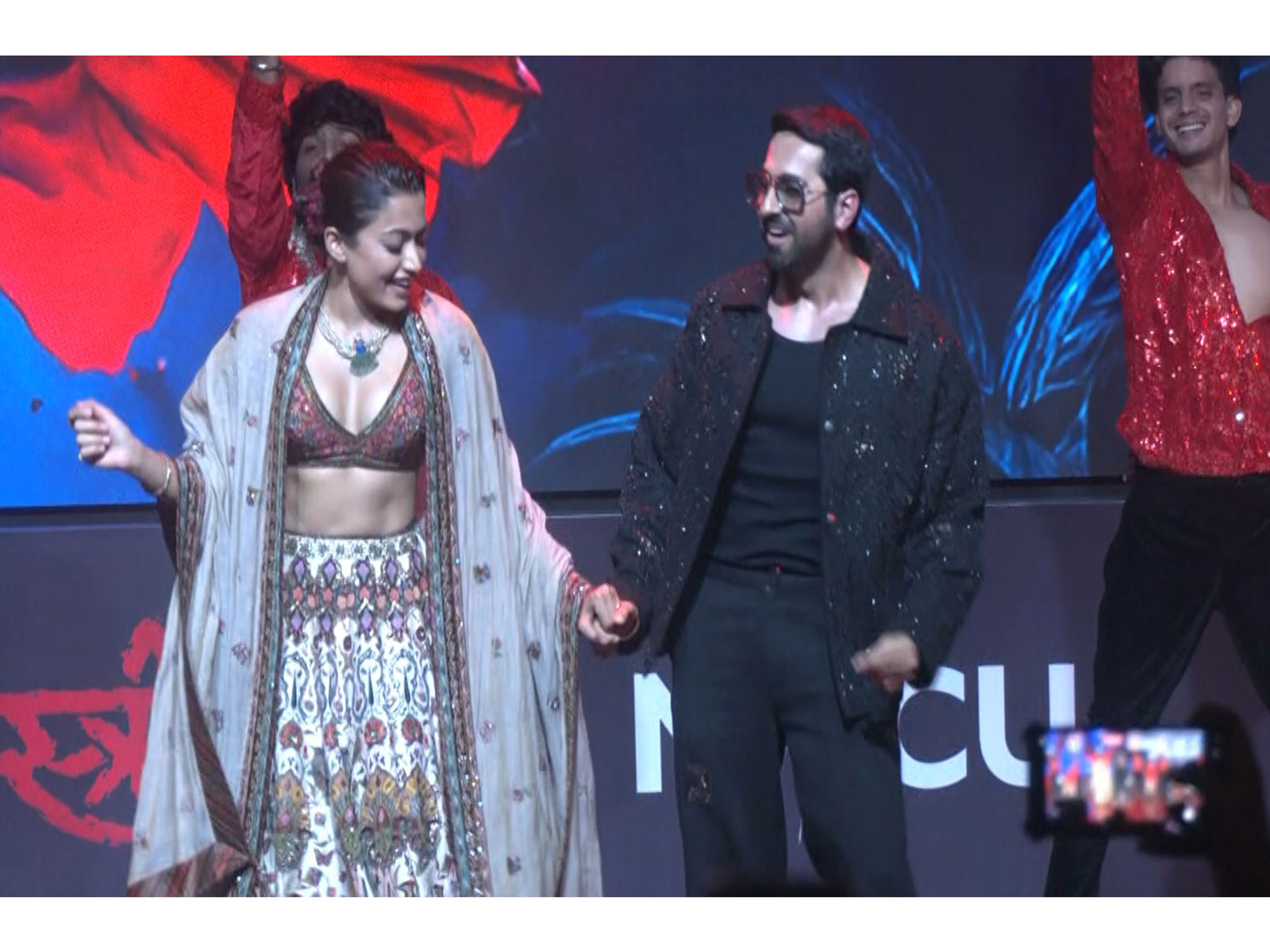 Ayushmann Khurrana and Rashmika Mandanna (Image source/ANI) Ayushmann Khurrana and Rashmika Mandanna (Image source/ANI)