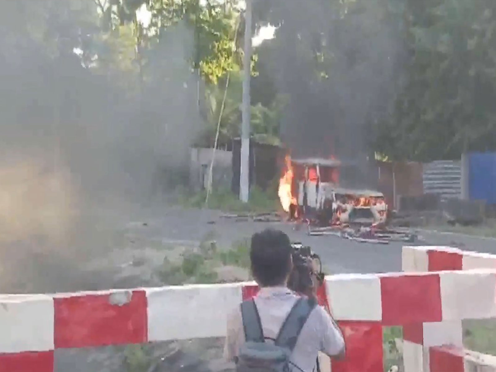 Visuals from the violent protest in Baksa (Photo: ANI) Visuals from the violent protest in Baksa (Photo: ANI)