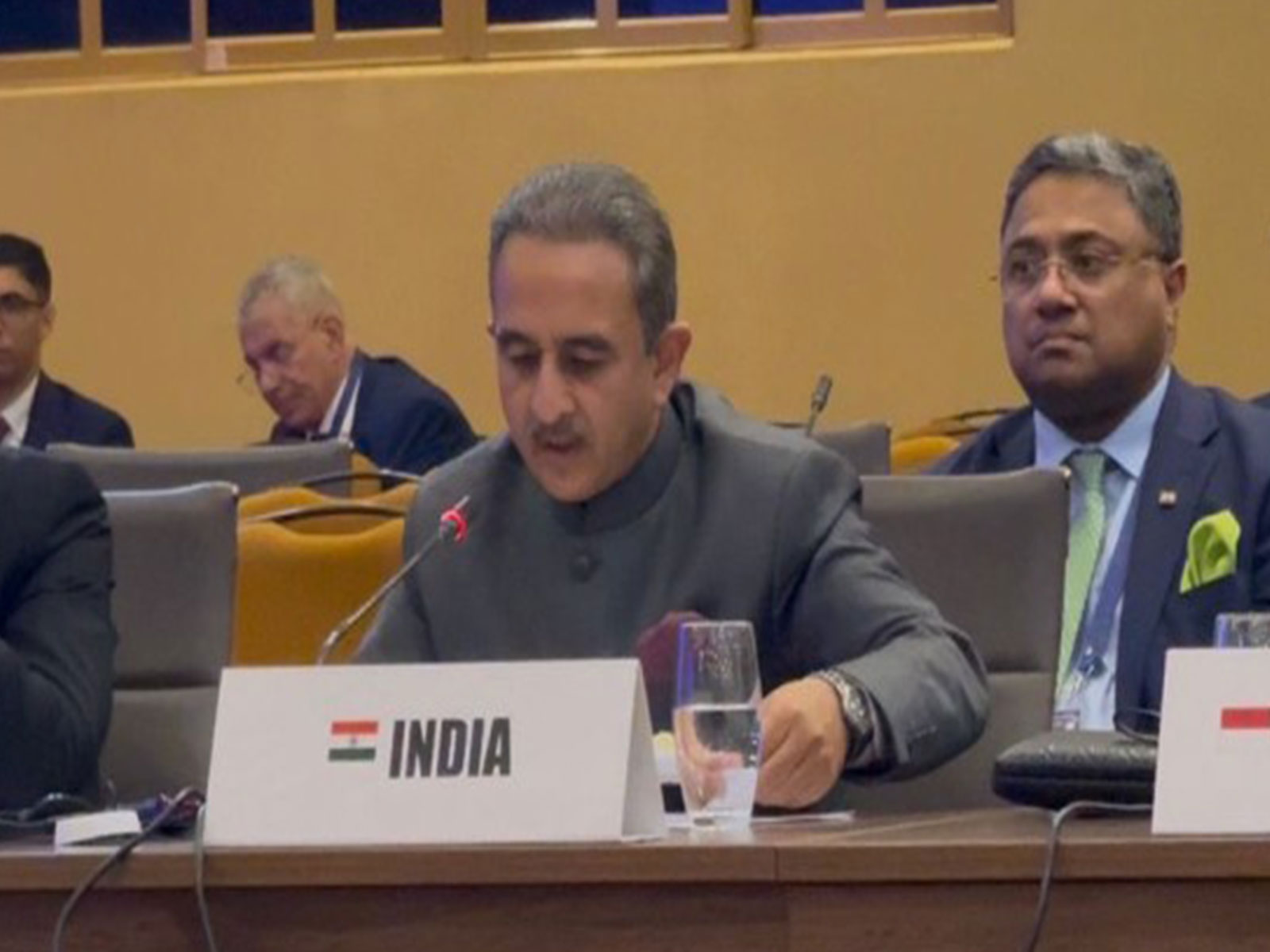 MoS Kirti Vardhan Singh addresses the NAM Ministerial Committee on Palestine in Kampala, Uganda. (Photo: X/@KVSinghMPGonda) MoS Kirti Vardhan Singh addresses the NAM Ministerial Committee on Palestine in Kampala, Uganda. (Photo: X/@KVSinghMPGonda)