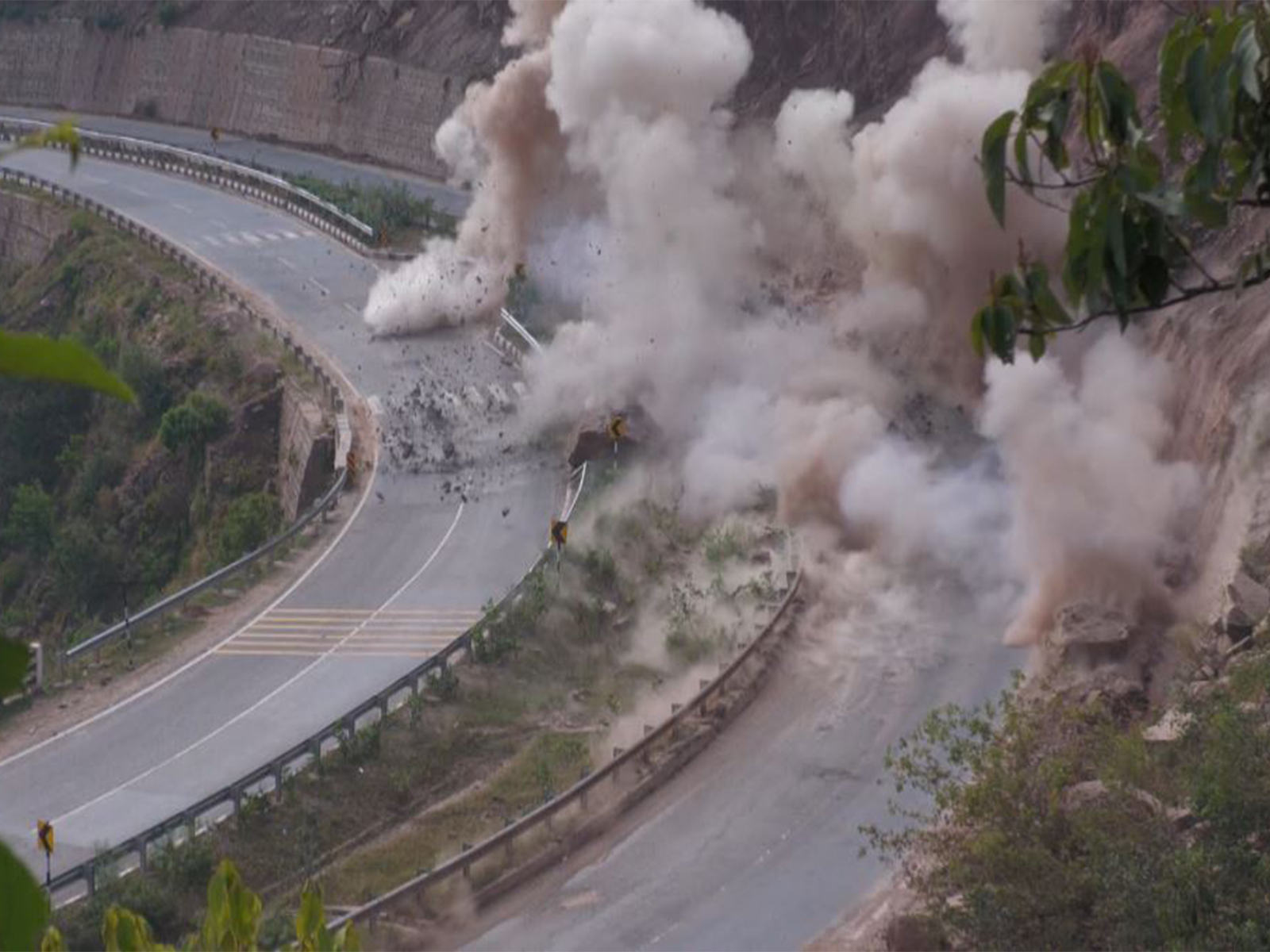 Three boulders blasted on Jammu–Srinagar National Highway (Photo/ANI)