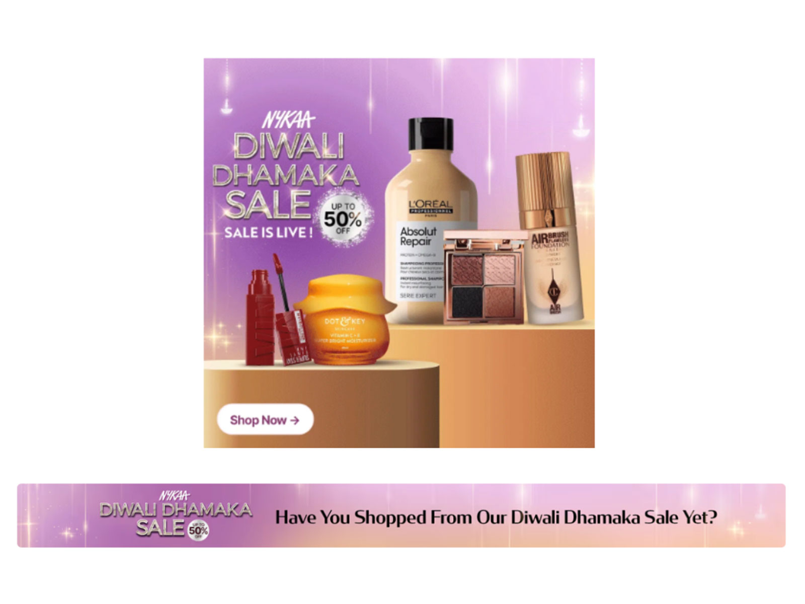 Celebrate with up to 50% off on makeup, skincare, fragrances, haircare & more - only at the Nykaa Diwali Dhamaka Sale Celebrate with up to 50% off on makeup, skincare, fragrances, haircare & more - only at the Nykaa Diwali Dhamaka Sale