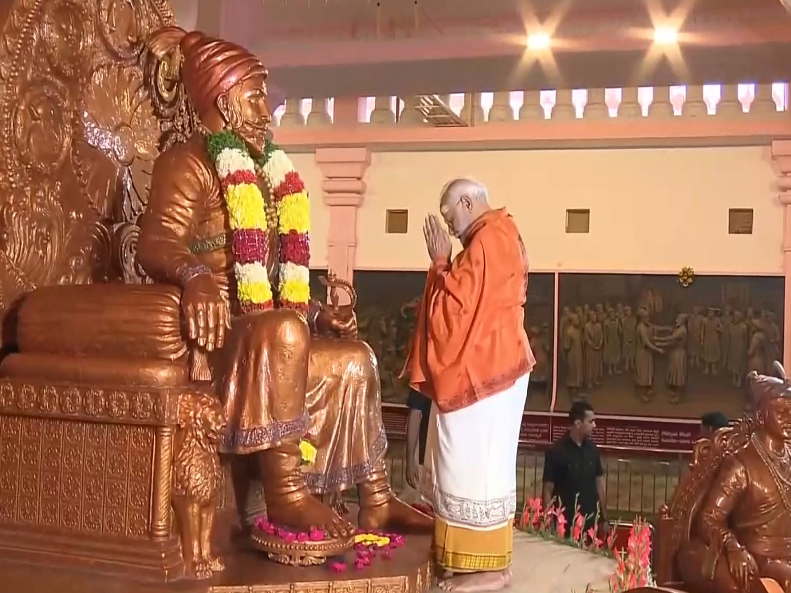 PM Modi offers prayers at Sree Shivaji Spoorthi Kendra in Srisailam (Photo/ANI) PM Modi offers prayers at Sree Shivaji Spoorthi Kendra in Srisailam (Photo/ANI)