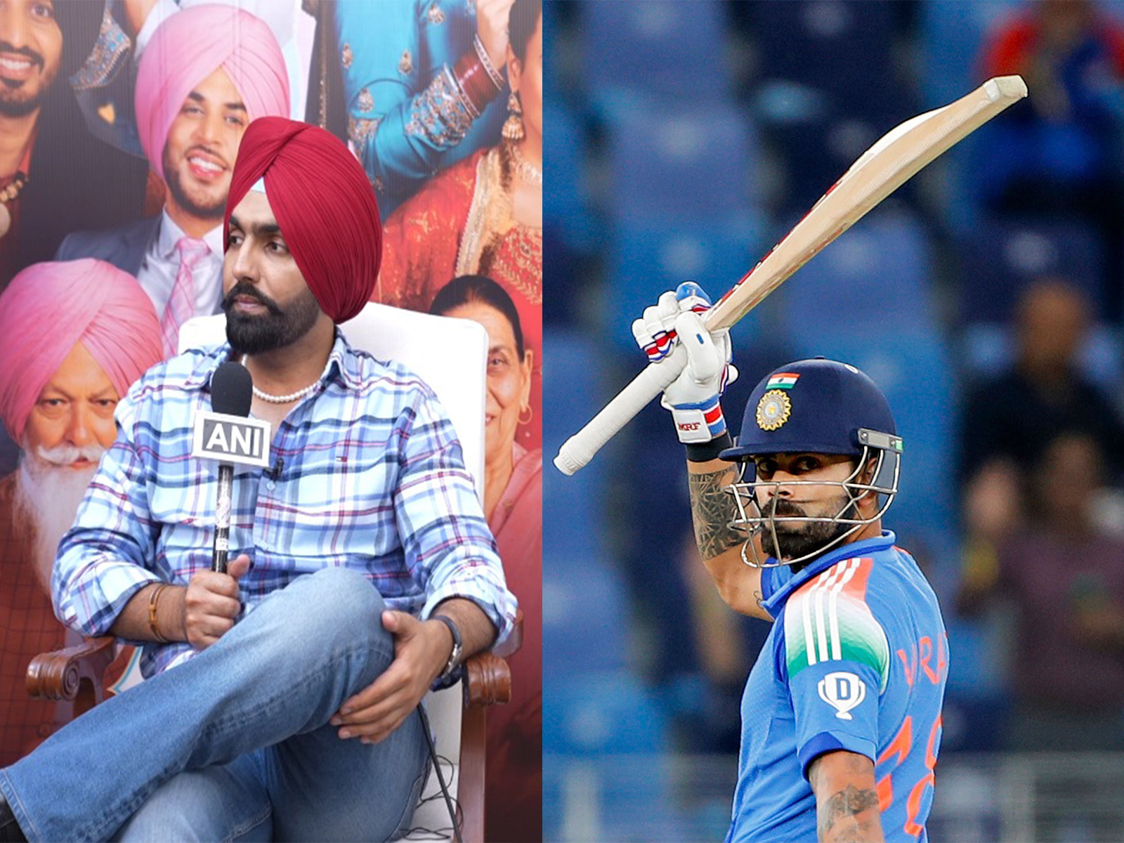 Punjabi actor Ammy Virk and Indian cricketer Virat Kohli (Image source: ANI) Punjabi actor Ammy Virk and Indian cricketer Virat Kohli (Image source: ANI)