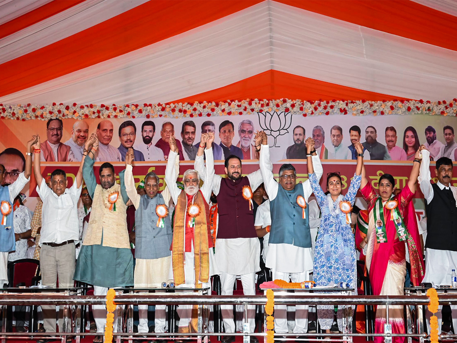 A visual of all the NDA allies during a public gathering in Patna (Photo: ANI)