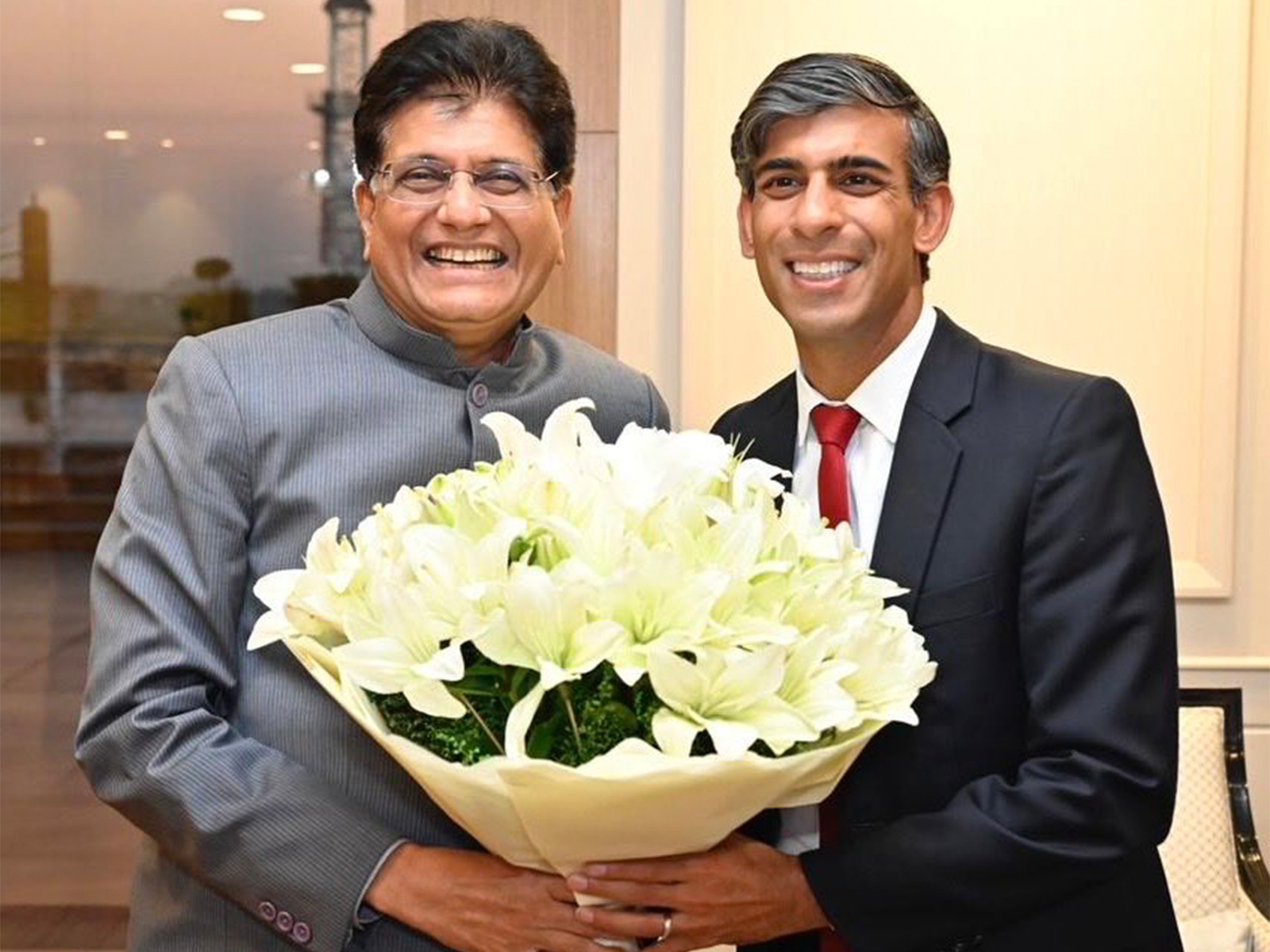 Union Minister Piyush Goyal with Former UK PM Rishi Sunak (Photo/ X@PiyushGoyal) Union Minister Piyush Goyal with Former UK PM Rishi Sunak (Photo/ X@PiyushGoyal)