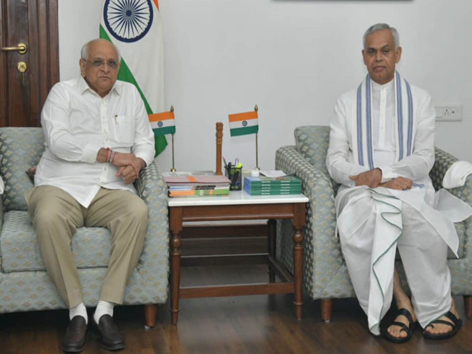 Gujarat CM Bhupendra Patel with Governor Acharya Devvrat (Photo/@ADevvrat) Gujarat CM Bhupendra Patel with Governor Acharya Devvrat (Photo/@ADevvrat)