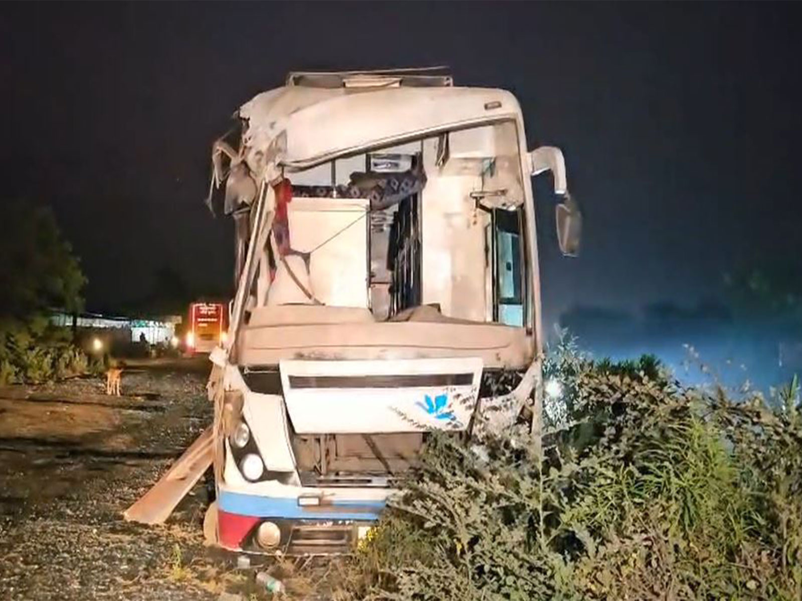 Buses collision near Pardi bypass (Photo/ANI) Buses collision near Pardi bypass (Photo/ANI)