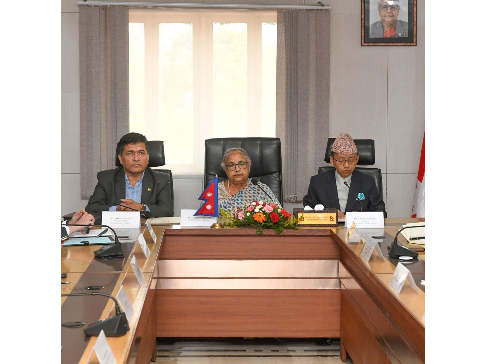 Interim Prime Minister of Nepal, Sushila Karki in middle (Photo/Nepal PMO) Interim Prime Minister of Nepal, Sushila Karki in middle (Photo/Nepal PMO)