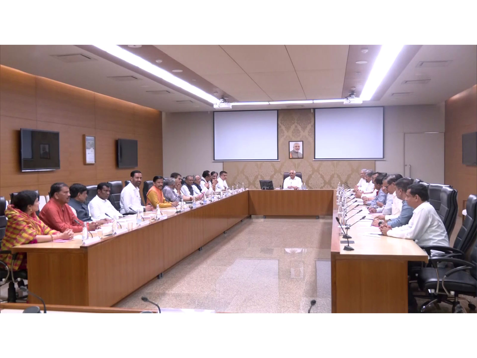 Gujarat CM Bhupendra Patel chairs the first Cabinet meeting after the reshuffle (Photo/ANI) Gujarat CM Bhupendra Patel chairs the first Cabinet meeting after the reshuffle (Photo/ANI)