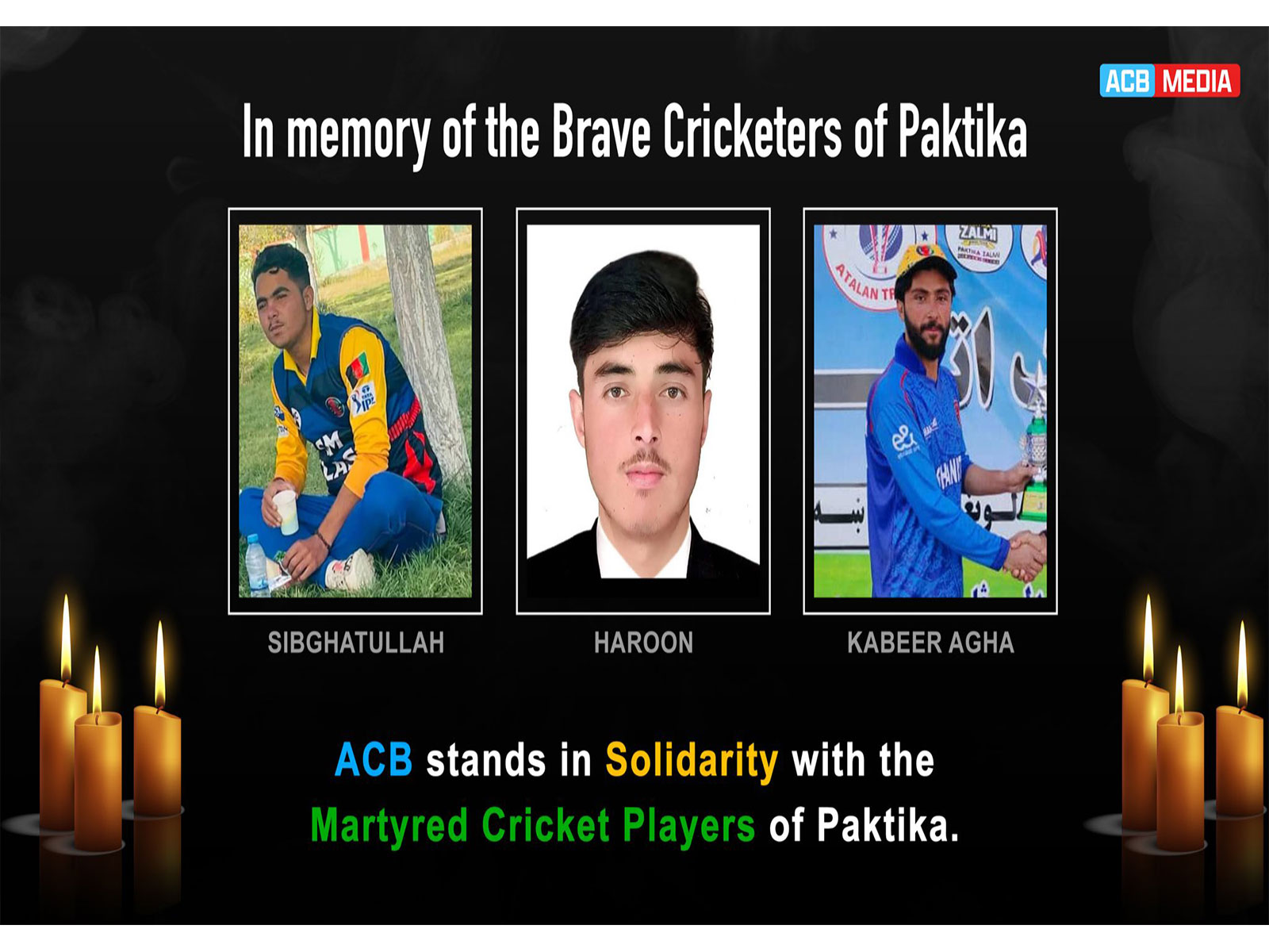ACB mourns loss of three players in Pakistani airstrikes (Photo/X@ACBofficials) ACB mourns loss of three players in Pakistani airstrikes (Photo/X@ACBofficials)